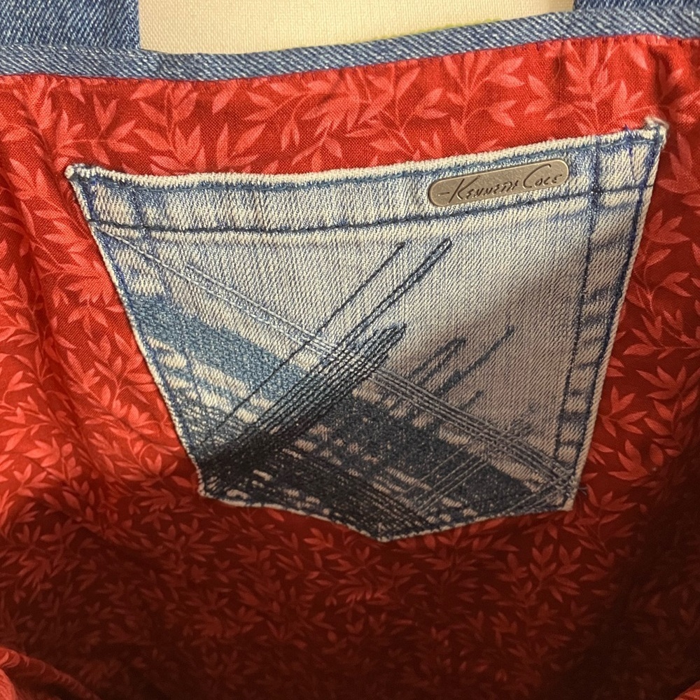 Handmade Upcycled Denim Tote/Shoulder Bag, Multicolored - Picture 3 of 5